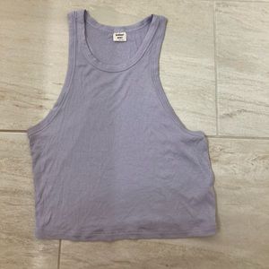 4/$30 Sunday Best Racerback Ribbed Cropped Lilac Tank Top Sz L